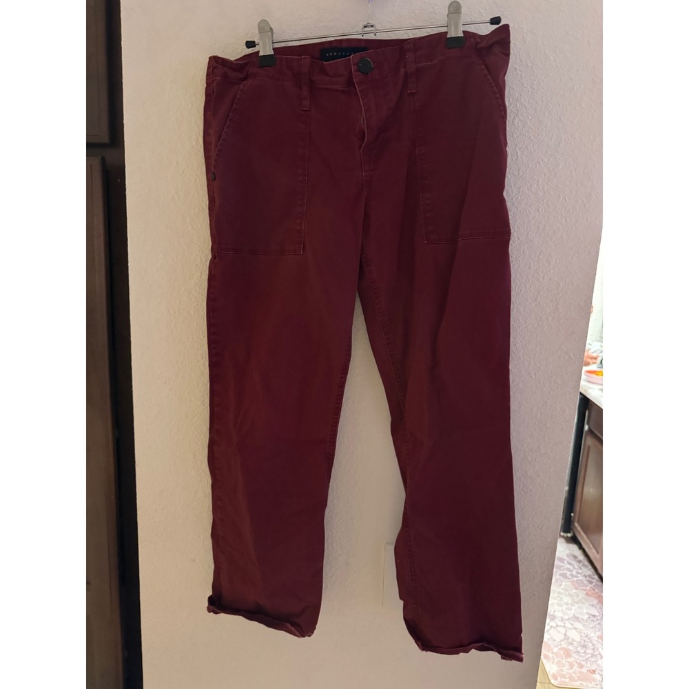 Sanctuary Womens Utility Cargo Pants Burgundy Wine Straight Leg Size 28 - Picture 2 of 4
